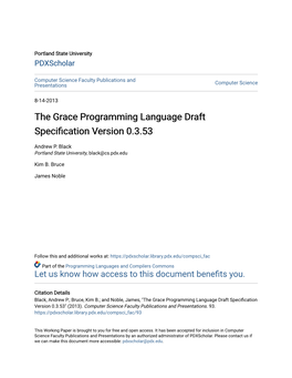 The Grace Programming Language Draft Specification Ersionv 0.3.53