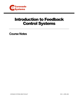 Introduction to Feedback Control Systems