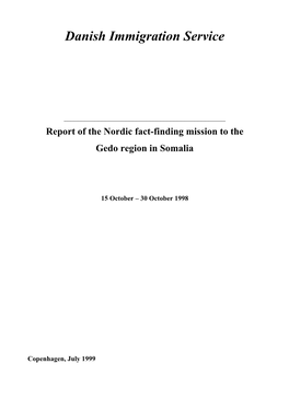Report of the Nordic Fact-Finding Mission to the Gedo Region in Somalia