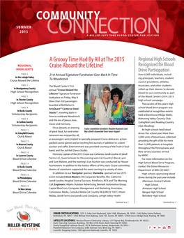 Community Summer 2015 Connectiona Miller-Keystone Blood Center Publication