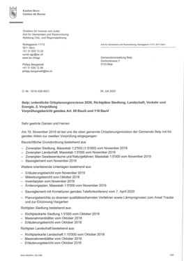 Ordentliche Ortsplanungsrevision 2020, Richtpläne Siedlung, Landschaft, Verkehr Und Energie, 2. Vorprüfung Vorprüfungsbericht Gemäss Art