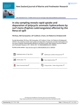 (Paphies Subtriangulata) Affected by the Rena Oil Spill