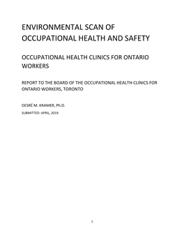 Environmental Scan of Occupational Health and Safety