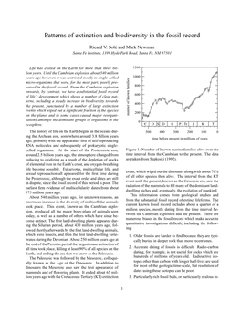 Patterns of Extinction and Biodiversity in the Fossil Record