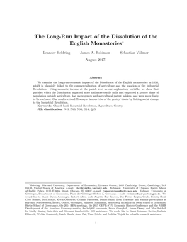 The Long-Run Impact of the Dissolution of the English Monasteries∗