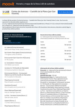 Horario Y Mapa De La Ruta L6B De Autobús