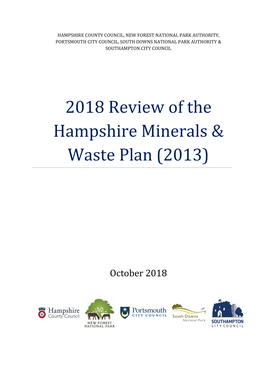 2018 Review of the Hampshire Minerals & Waste Plan (2013)