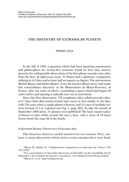 The Discovery of Extrasolar Planets