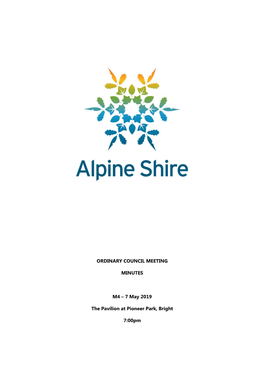 ORDINARY COUNCIL MEETING MINUTES M4 – 7 May 2019 The