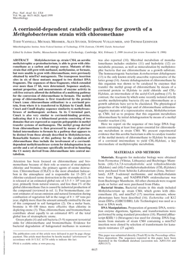 A Corrinoid-Dependent Catabolic Pathway for Growth of a Methylobacterium Strain with Chloromethane