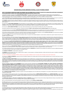 Ground Regulations Aberdeen Football Club, Pittodrie Stadium