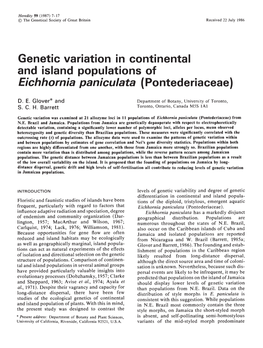 Genetic Variation in Continental and Island Populations Ofeichhorniapaniculata AVISE, J.C