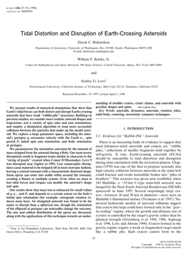 Tidal Distortion and Disruption of Earth-Crossing Asteroids