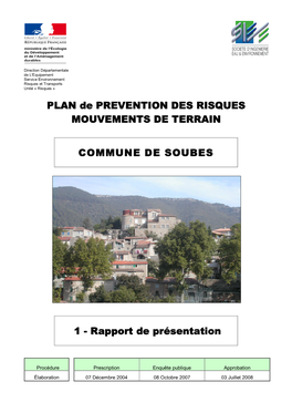 PLAN De PREVENTION DES RISQUES PLAN De PREVENTION