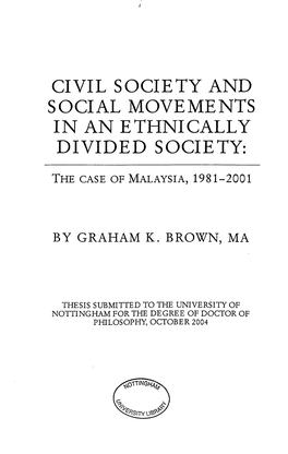 Thesis Submitted to the University of Nottingham for the Degree of Doctor of Philosophy, October 2004