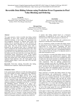 Reversible Data Hiding Scheme Using Prediction Error Expansion in Pixel Value Blocking and Ordering