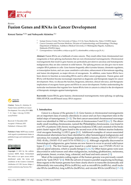 Fusion Genes and Rnas in Cancer Development