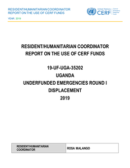 Resident/Humanitarian Coordinator Report on the Use of Cerf Funds