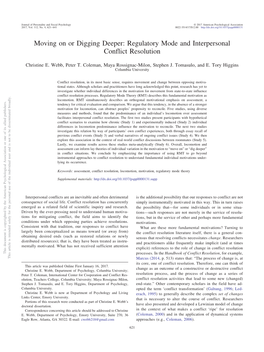 Regulatory Mode and Interpersonal Conflict Resolution