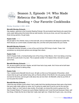 Season 3, Episode 14: Who Made Rebecca the Mascot for Fall