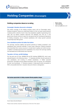 Holding Companies (Overweight)