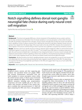 Notch Signalling Defines Dorsal Root Ganglia Neuroglial Fate Choice