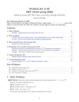 Problem Set # 02 MIT (18.04 Spring 2020) Rodolfo R