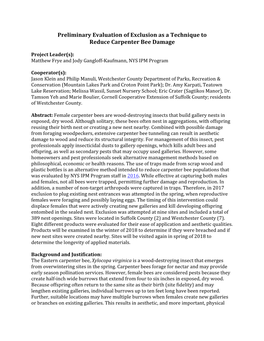 Preliminary Evaluation of Exclusion As a Technique to Reduce Carpenter Bee Damage