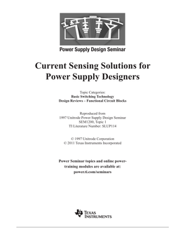 Current-Sensing Solutions for Power-Supply Designers