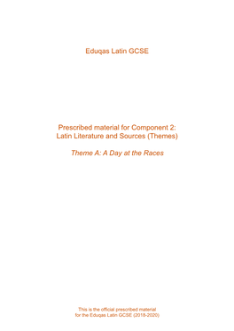 Eduqas Latin GCSE Prescribed Material for Component 2: Latin