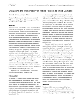 Evaluating the Vulnerability of Maine Forests to Wind Damage