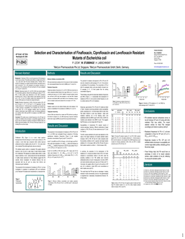 Selection and Characterisation of Finafloxacin, Ciprofloxacin And