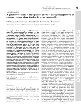 ONCOGENOMICS a Genome-Wide Study of the Repressive Effects of Estrogen Receptor Beta on Estrogen Receptor Alpha Signaling in Breast Cancer Cells