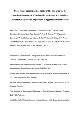 Novel Highly Specific Anti-Periostin Antibodies Uncover the Functional