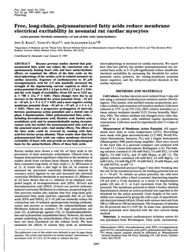 Free, Long-Chain, Polyunsaturated Fatty Acids Reduce Membrane Electrical