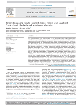 Barriers to Reducing Climate Enhanced Disaster Risks in Least Developed Country-Small Islands Through Anticipatory Adaptation