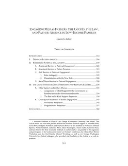 Engaging Men As Fathers: the Courts, the Law, and Father-Absence in Low-Income Families