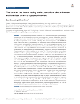Reality and Expectations About the New Thulium Fiber Laser—A Systematic Review