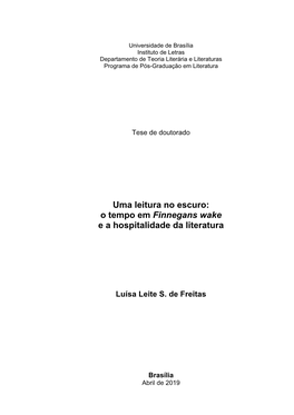 Uma Leitura No Escuro: O Tempo Em Finnegans Wake E a Hospitalidade Da Literatura