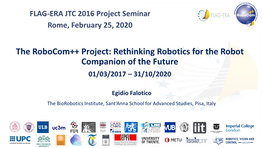 The Robocom++ Project: Rethinking Robotics for the Robot Companion of the Future 01/03/2017 – 31/10/2020