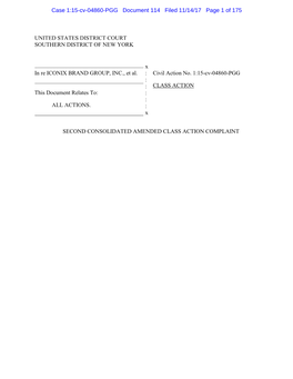 In Re Iconix Brand Group, Inc. 15-CV-04860-Second Consolidated Amended Class Action Complaint