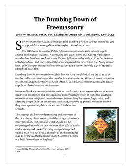 The Dumbing Down of Freemasonry