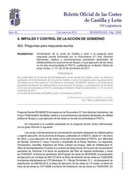 VIII Legislatura 4. IMPULSO Y CONTROL DE LA ACCIÓN DE