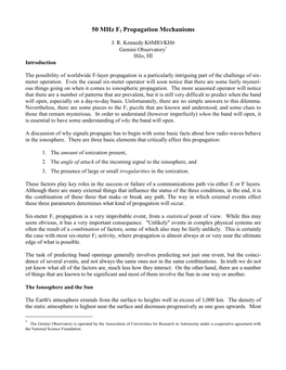 50 Mhz F2 Propagation Mechanisms