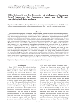 A Phylogeny of Japanese Dwarf Bamboos, the Sasa-Group Based on RAPD- and Morphological Data Analyses