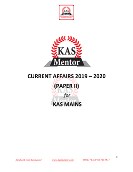 CURRENT AFFAIRS 2019 – 2020 (PAPER II) For
