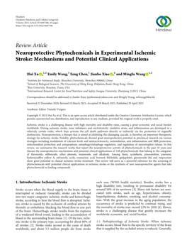 Neuroprotective Phytochemicals in Experimental Ischemic Stroke: Mechanisms and Potential Clinical Applications