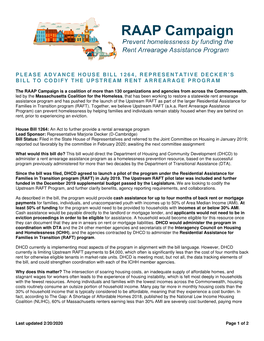 Upstream RAFT/Rent Arrearage Assistance Program Bill Fact Sheet