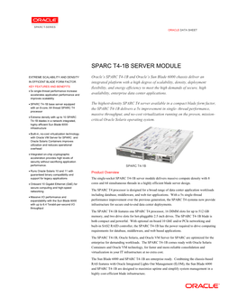 SPARC T4-1B SERVER MODULE Data Sheet