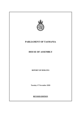 House of Assembly Tuesday 17 November 2020